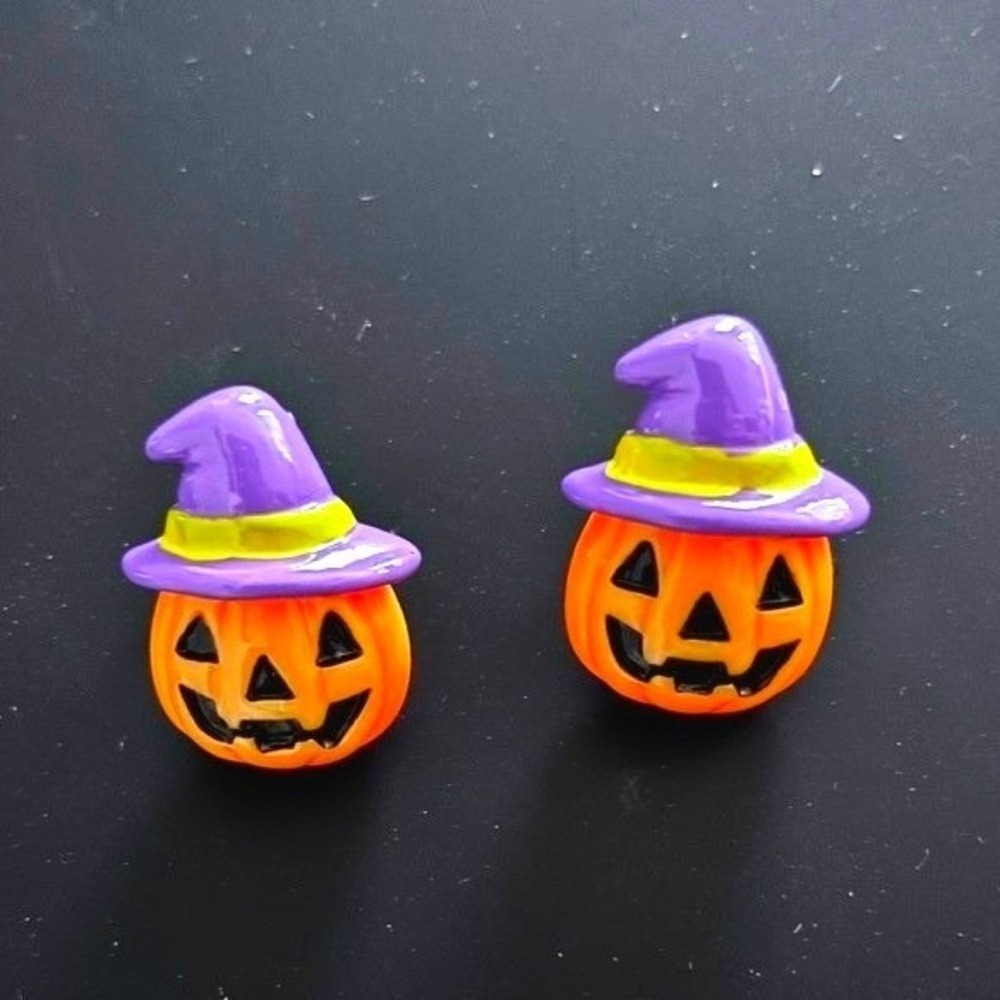 Halloween Jack O Lantern‎ Pumpkin Stud Earrings Spooky Cute Whimsical Teacher